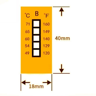 Non Reversible 49-71 ℃ 120-160℉ 5 Temperature Level High Temperature Sensitive Labels