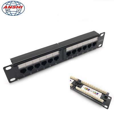 1U a 10 pollici 12 porte CAT5E CAT6 UTP Patch Panel per montaggio su rack 110 tipo IDC