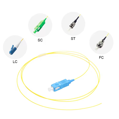 0.9mm 1/1.5 Meter FTTH Sc-upcylow giallo SC/APC Sinle Core Sm G.652d Core Sc Fibre Patch Pigtail