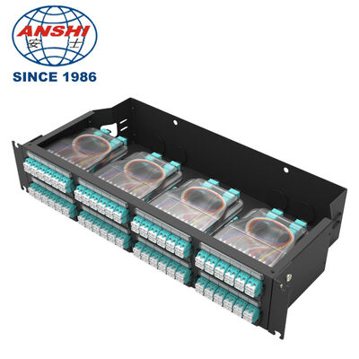 2U/4U 19 Inch Rack Mount Fiber Optic Patch Panel, Cold Rolled Steel 8/16 Slot Modular ODF, 12‑72 Fibers Max Capacity for FTTH Network
